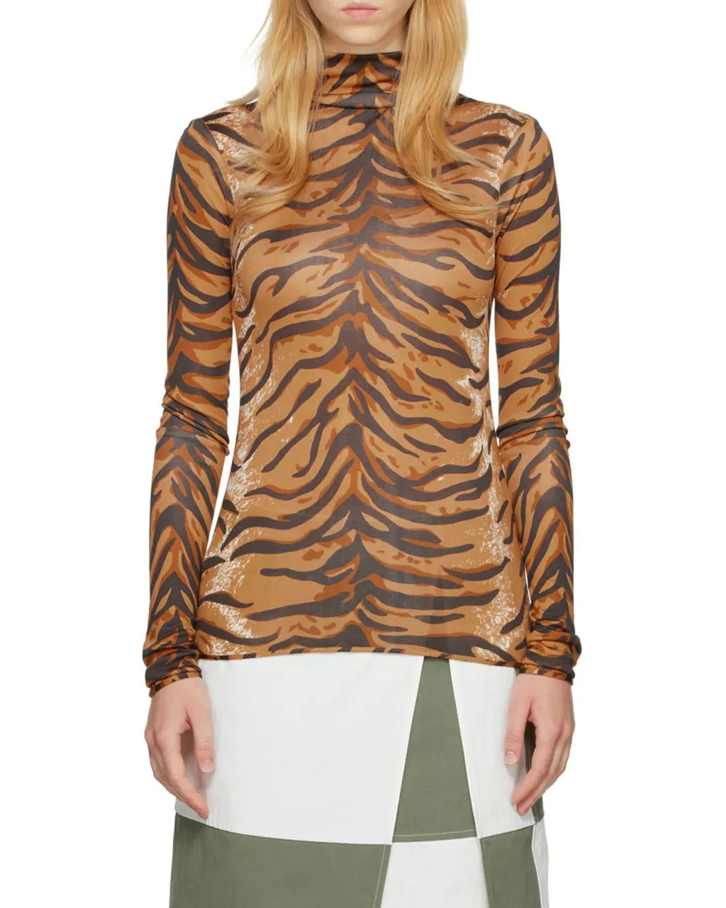 Turtleneck Printed Top