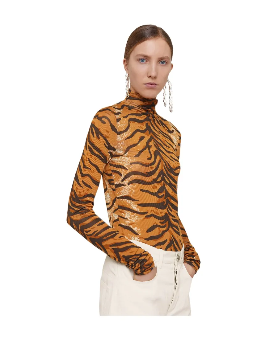 Turtleneck Printed Top