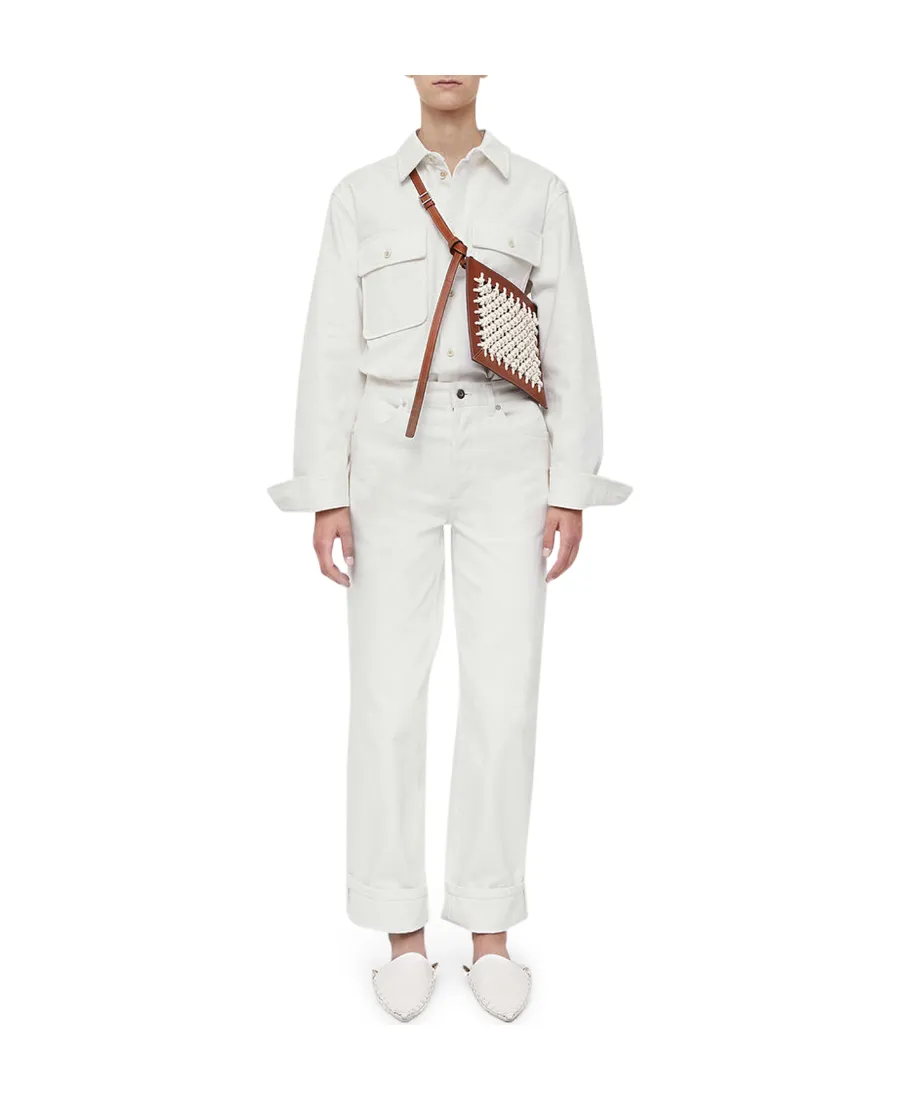 Button Detailed Straight Leg Jeans