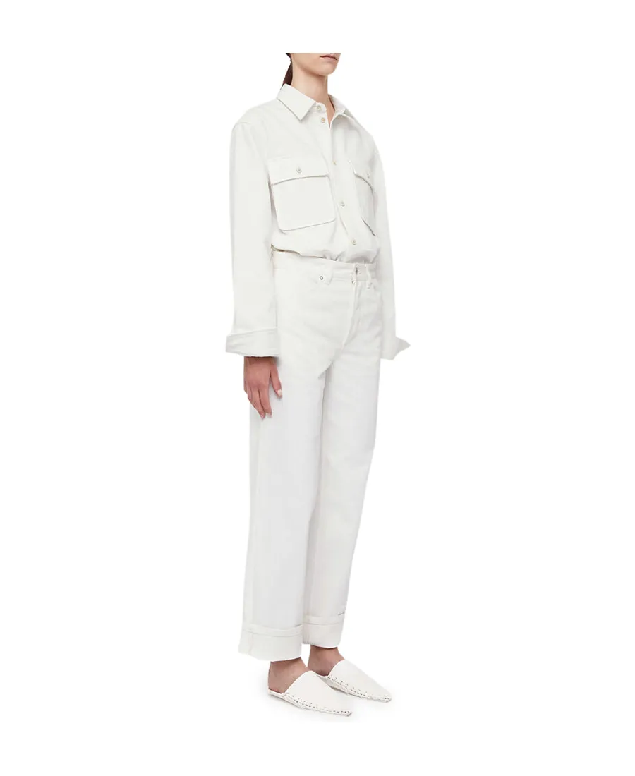 Button Detailed Straight Leg Jeans