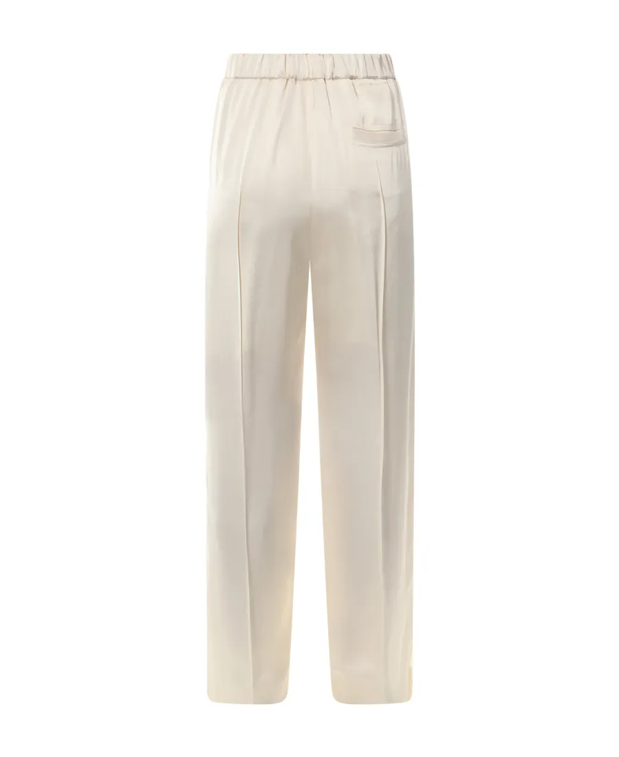 Elastic Waist Straight-Leg Trousers