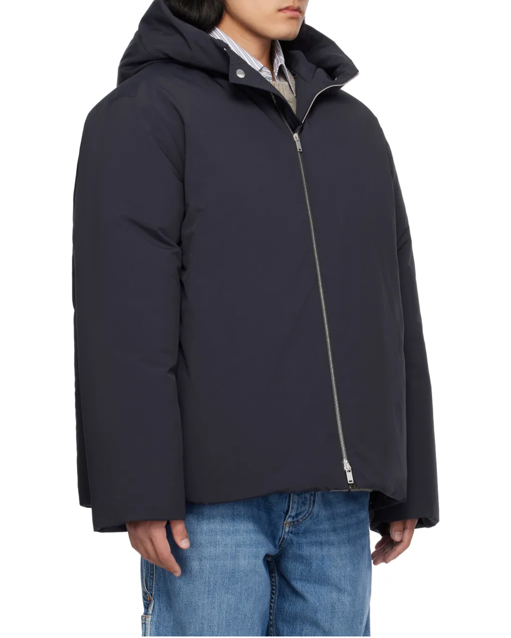 Zip-Up Long-Sleeved Hooded Coat