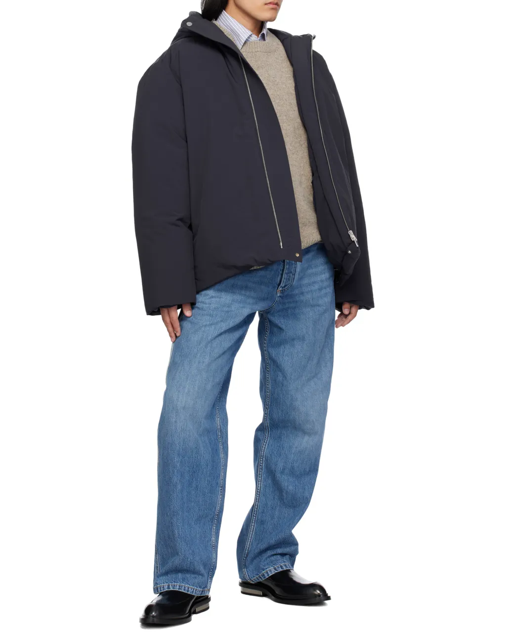 Zip-Up Long-Sleeved Hooded Coat