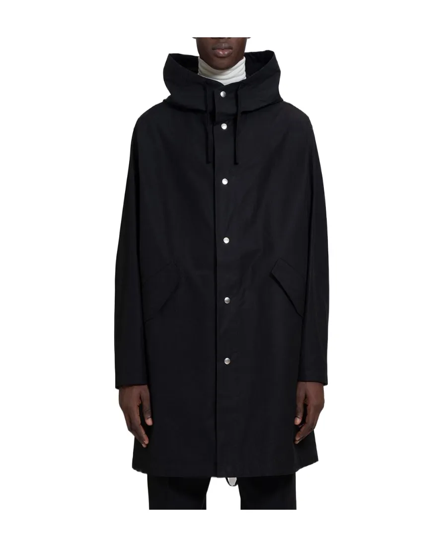 Logo Printed Drawstring Hooded Parka