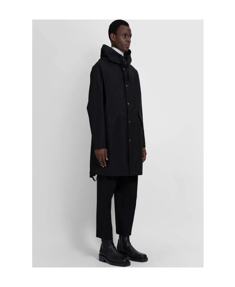 Logo Printed Drawstring Hooded Parka