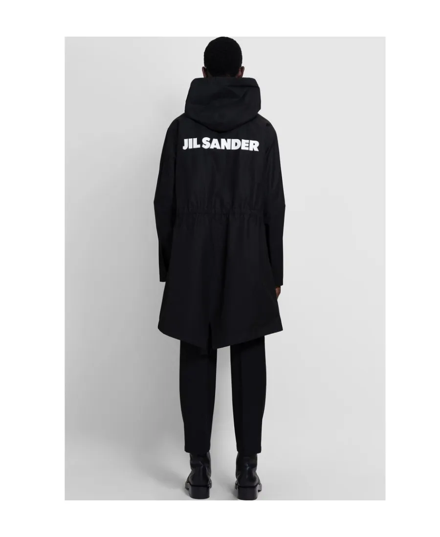 Logo Printed Drawstring Hooded Parka