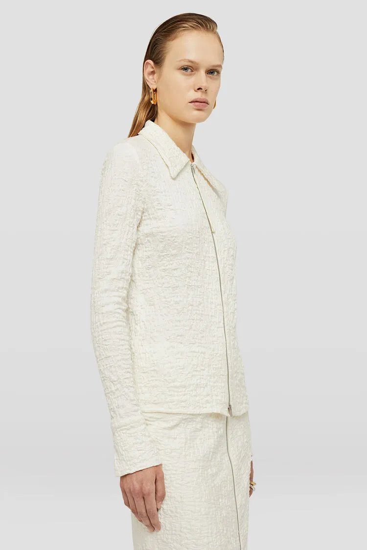 Zip-Up Crinkled Shirt