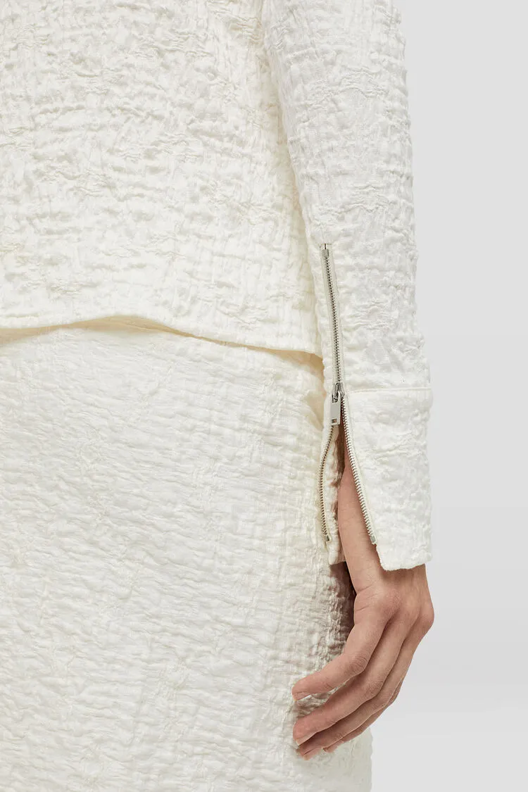 Zip-Up Crinkled Shirt