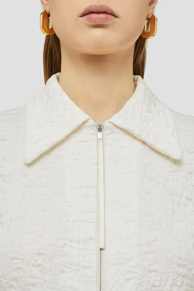 Zip-Up Crinkled Shirt