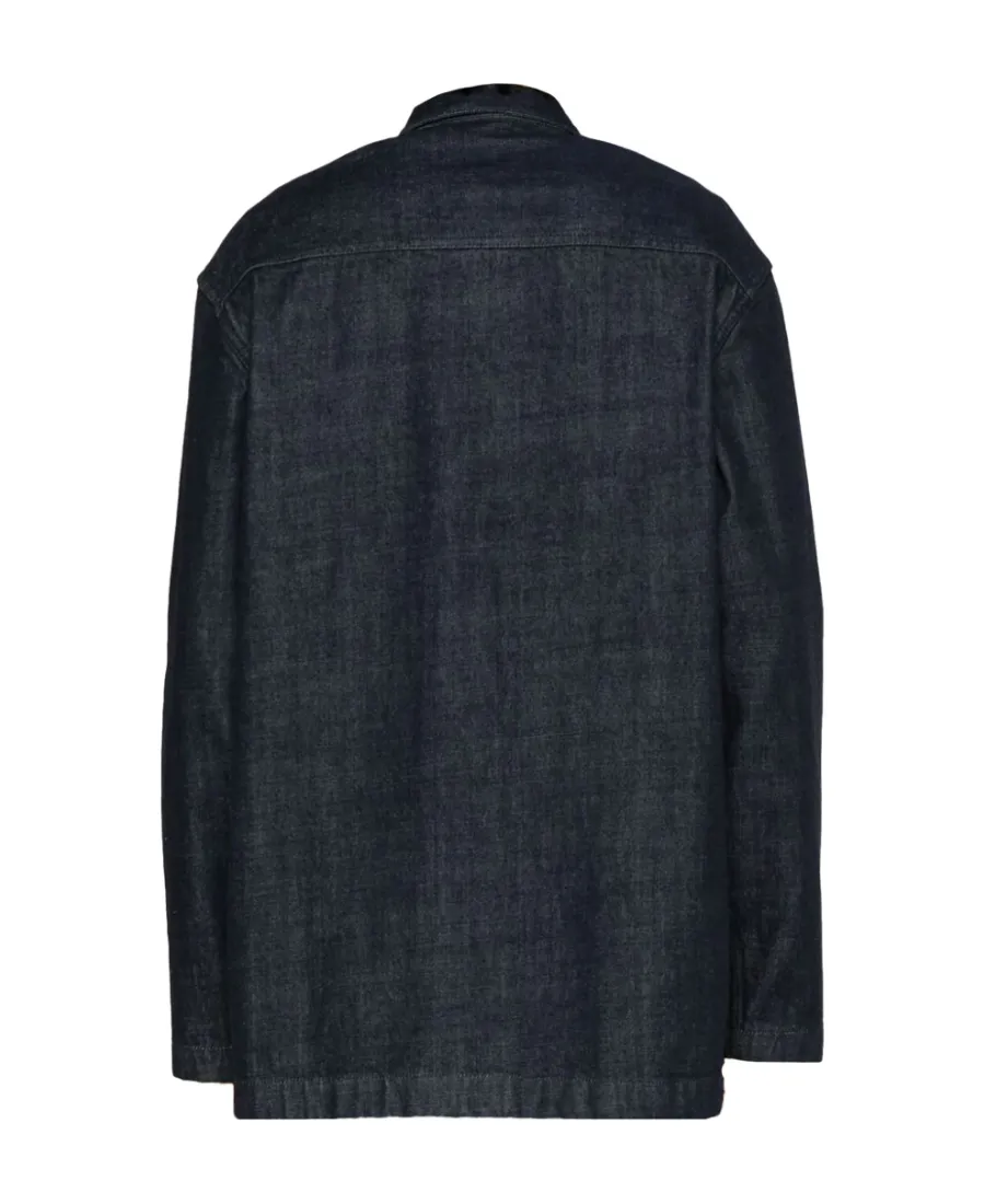 Long-Sleeved Buttoned Denim Shirt