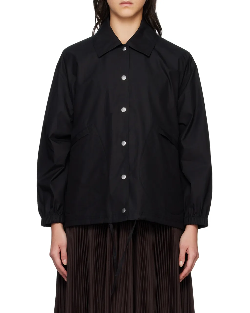 Logo-Printed Drawstring Shirt Jacket