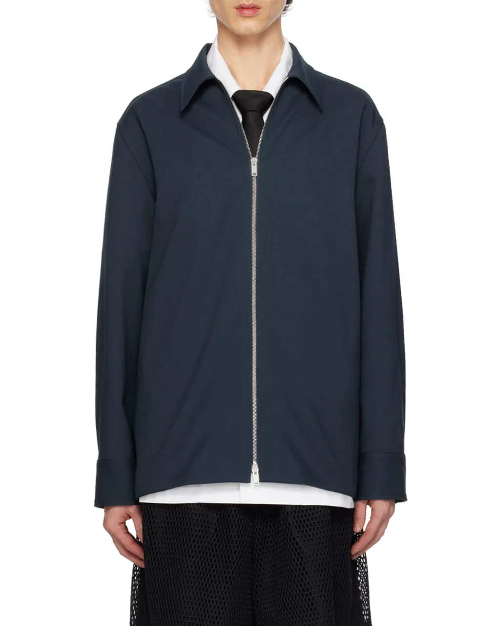 Zip-Up Straight Hem Shirt Jacket