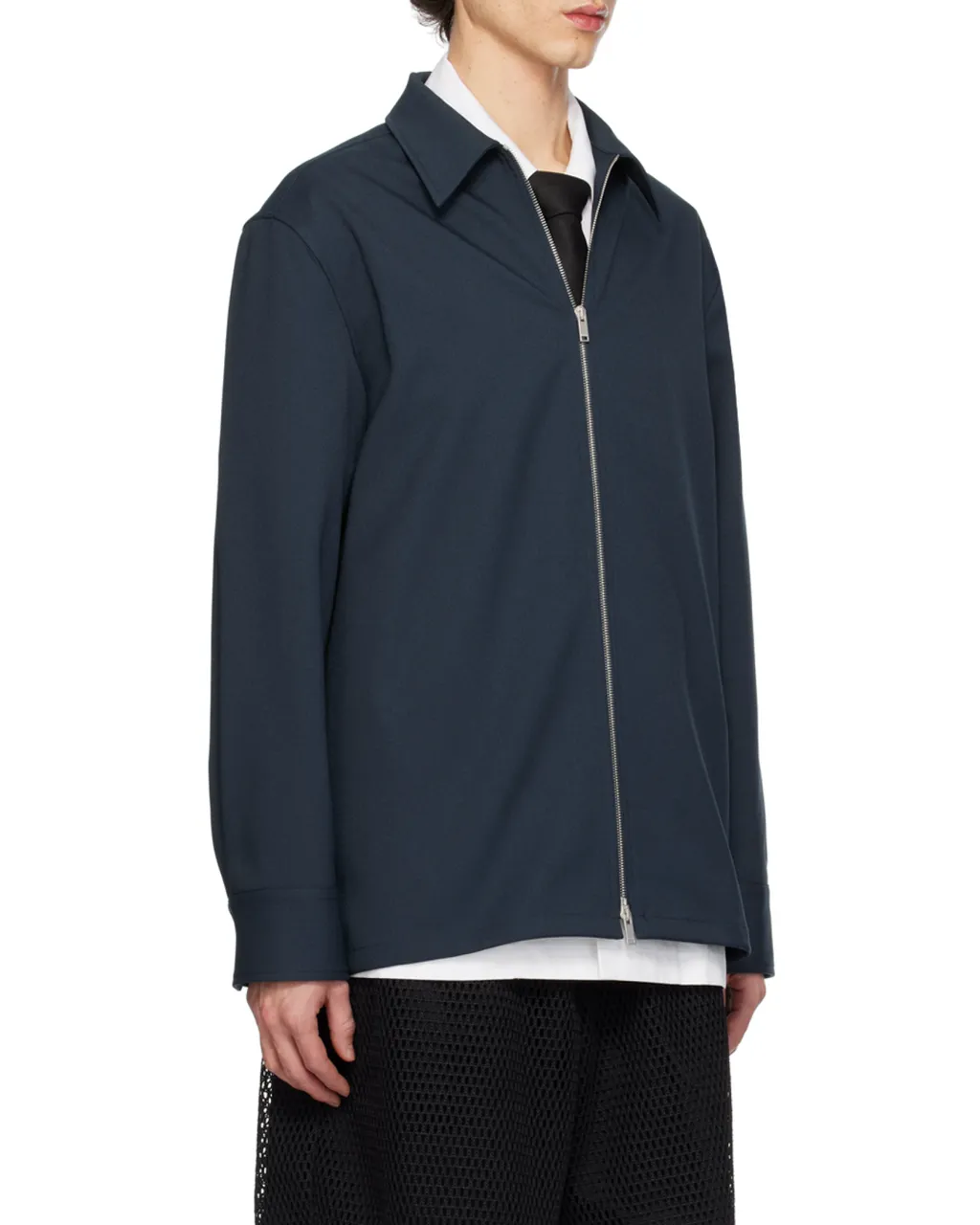 Zip-Up Straight Hem Shirt Jacket
