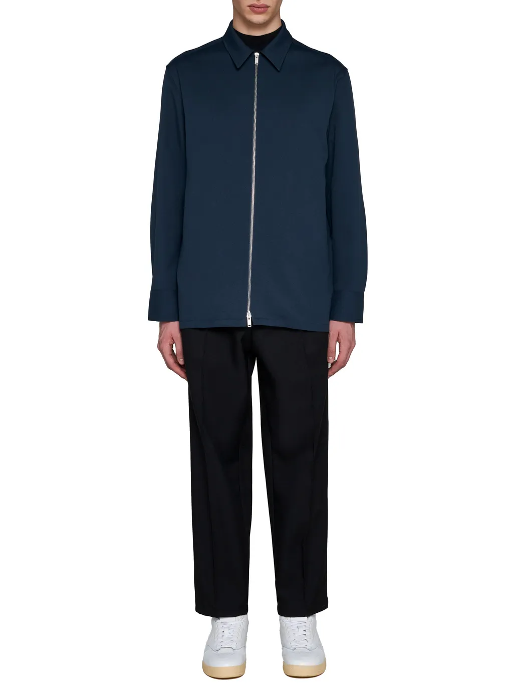 Zip-Up Straight Hem Shirt Jacket