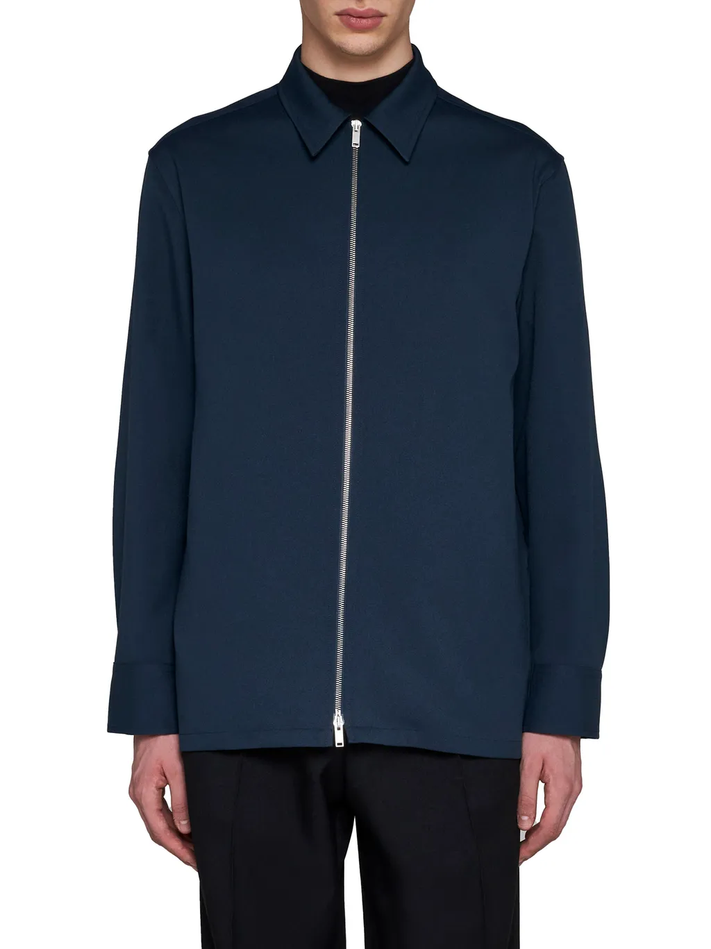 Zip-Up Straight Hem Shirt Jacket