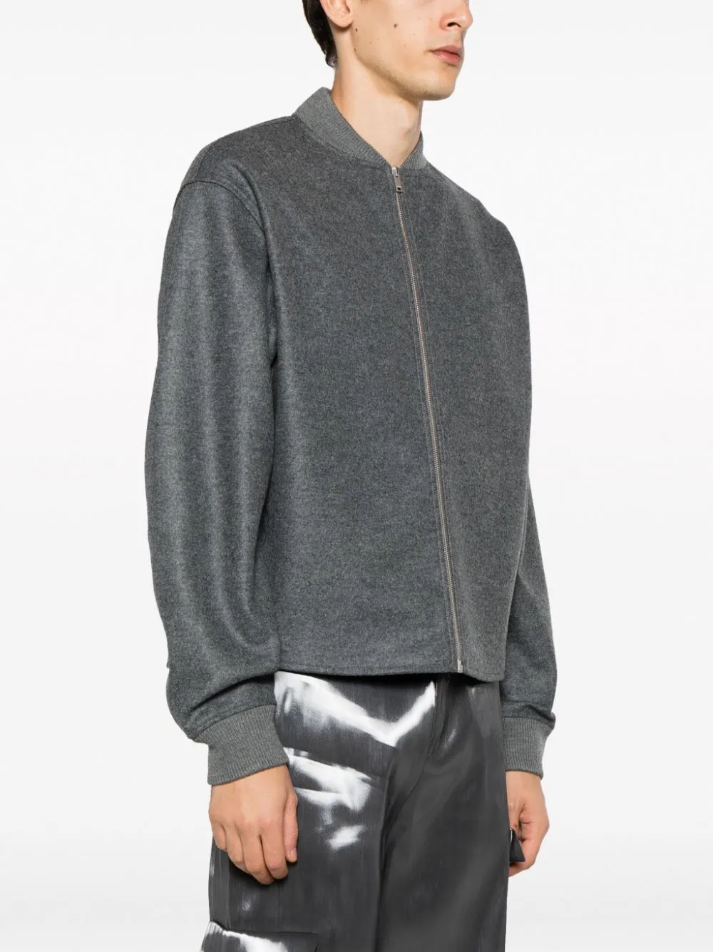 Zip-Up Long-Sleeved Bomber Jacket