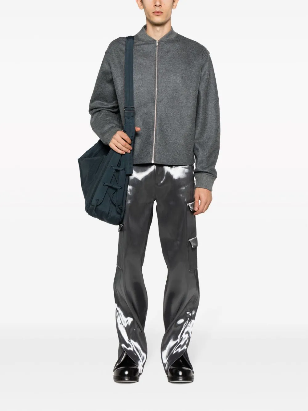 Zip-Up Long-Sleeved Bomber Jacket