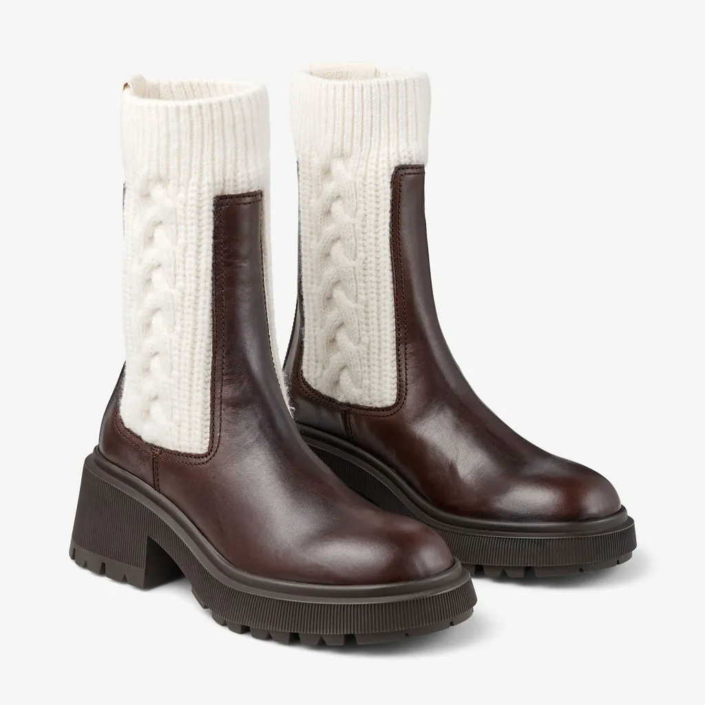 Panelled Round-Toe Boots