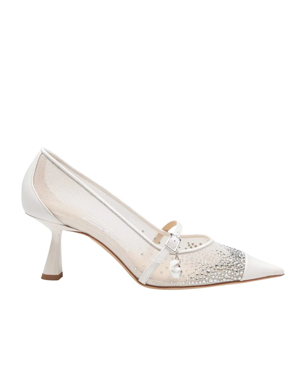 85Mm Aren Crystal-Embellished Mesh Pumps