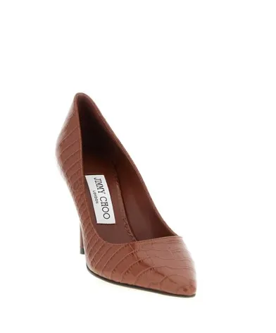 85Mm Romy Crocodile-Effect Pointed-Toe Pumps