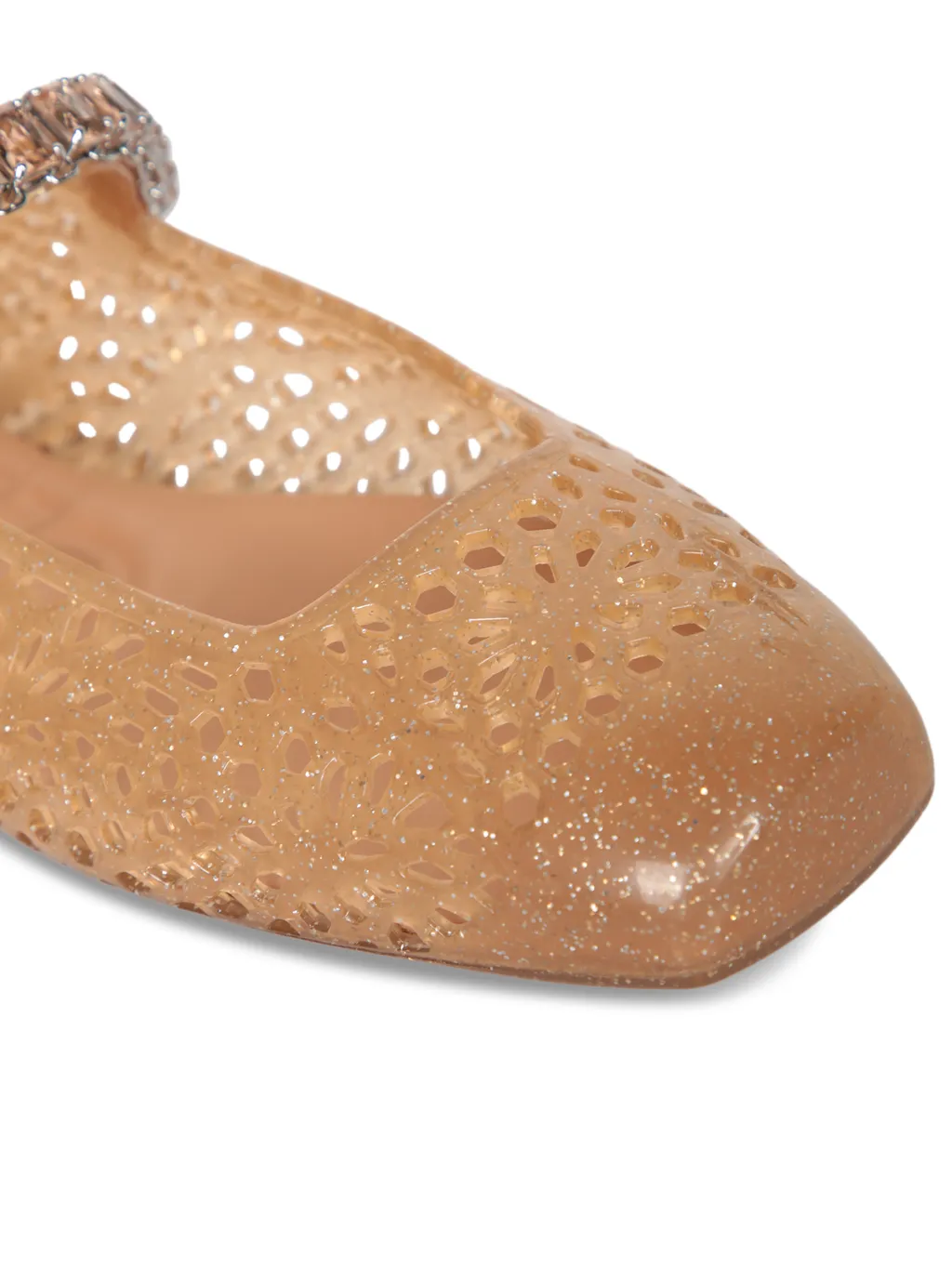Perforated Embellished Ballerina Flats