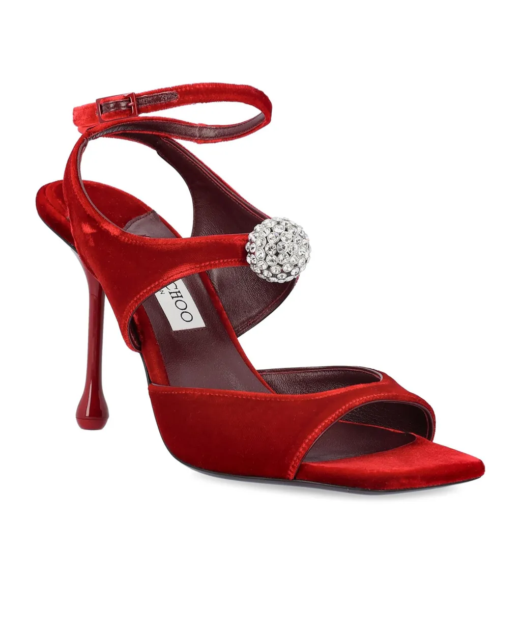 Embellished Velvet Sandals