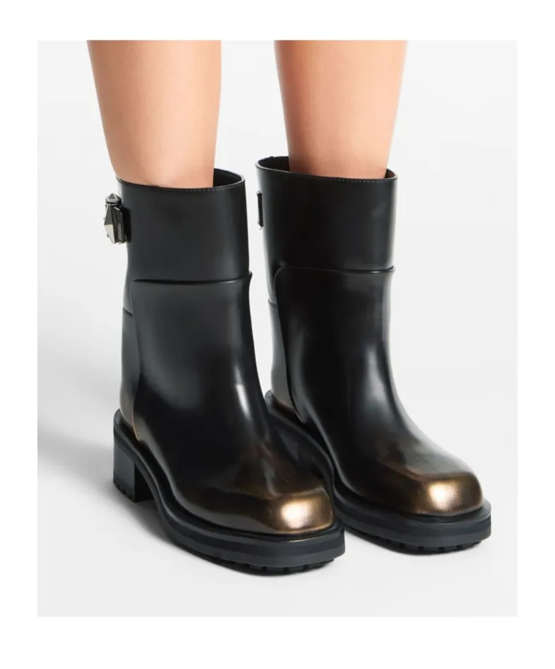Buckle Detailed Round Toe Ankle Boots