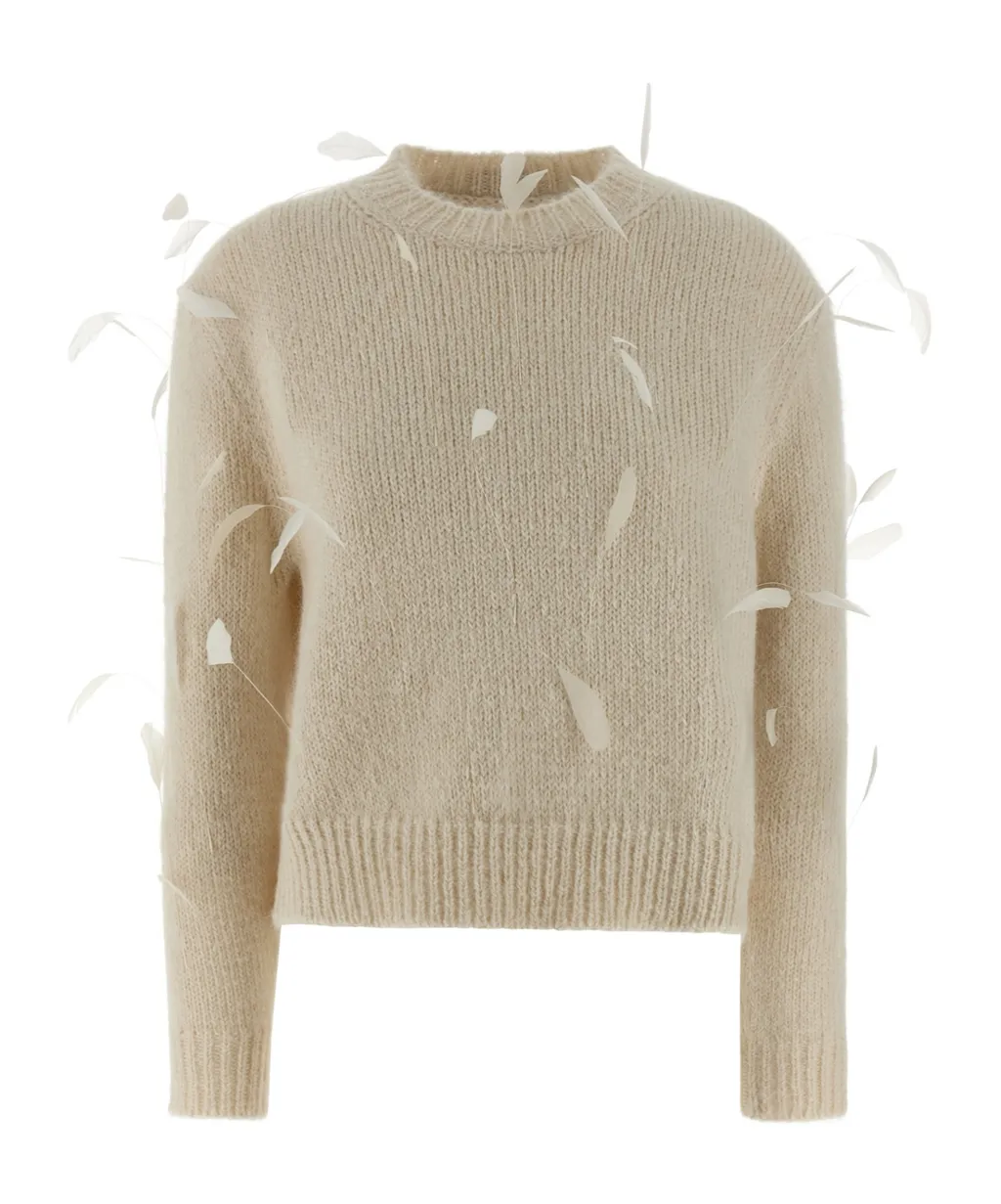 Feather Embellished Sweater