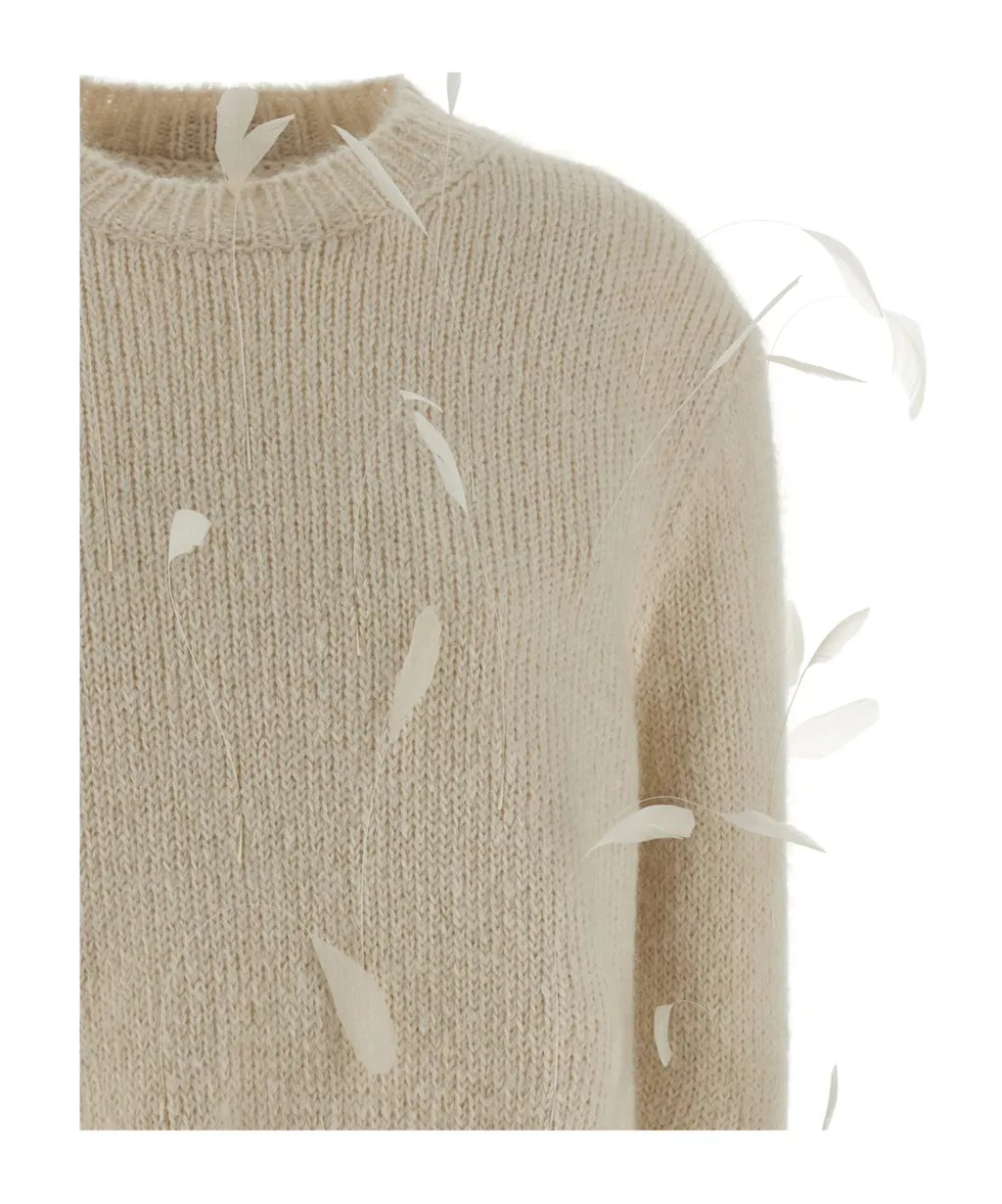 Feather Embellished Sweater