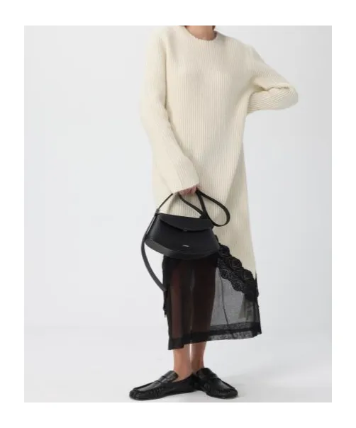 Lace-Trim Knitted Dress