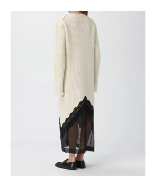 Lace-Trim Knitted Dress