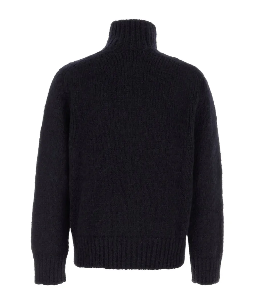 High-Neck Zipped Knit Cardigan