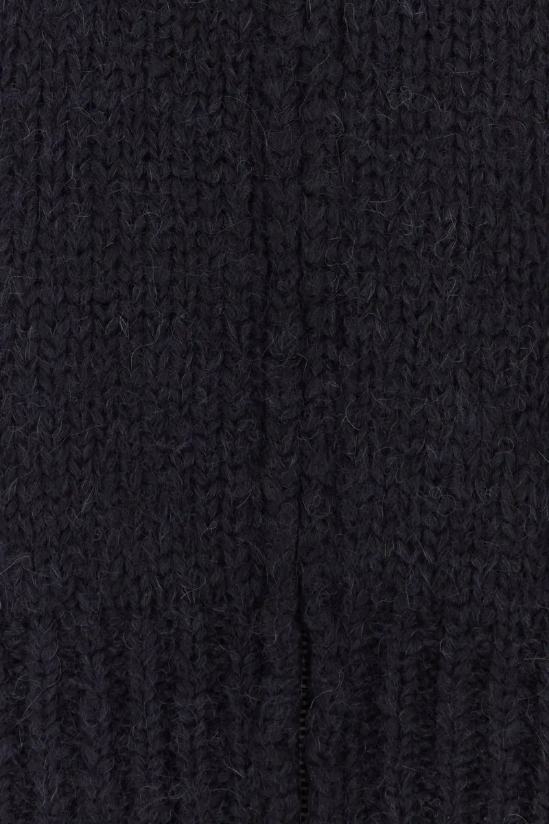 High-Neck Zipped Knit Cardigan