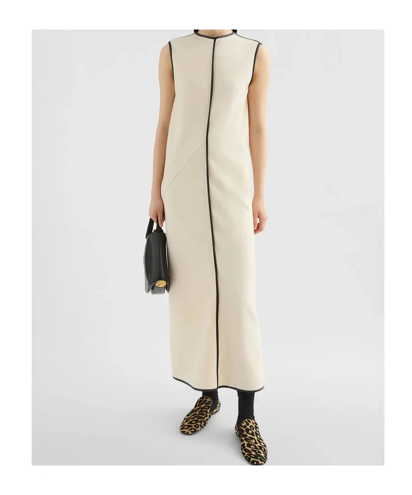 Contrasting-Trim Maxi Dress