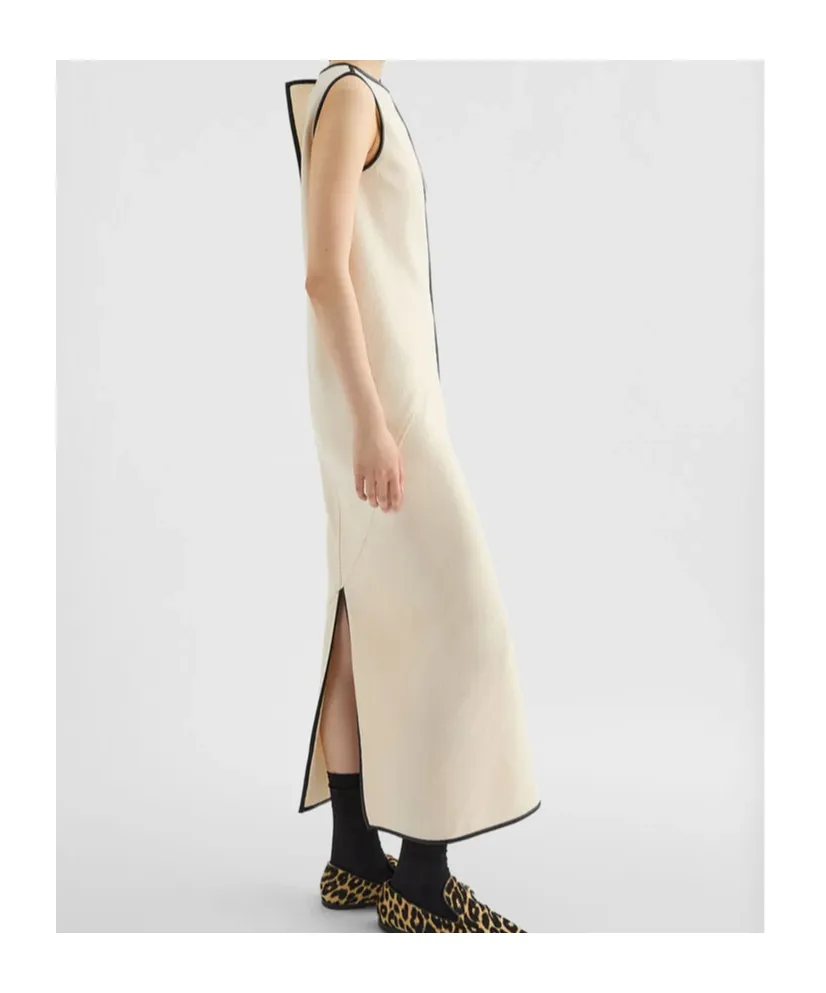 Contrasting-Trim Maxi Dress