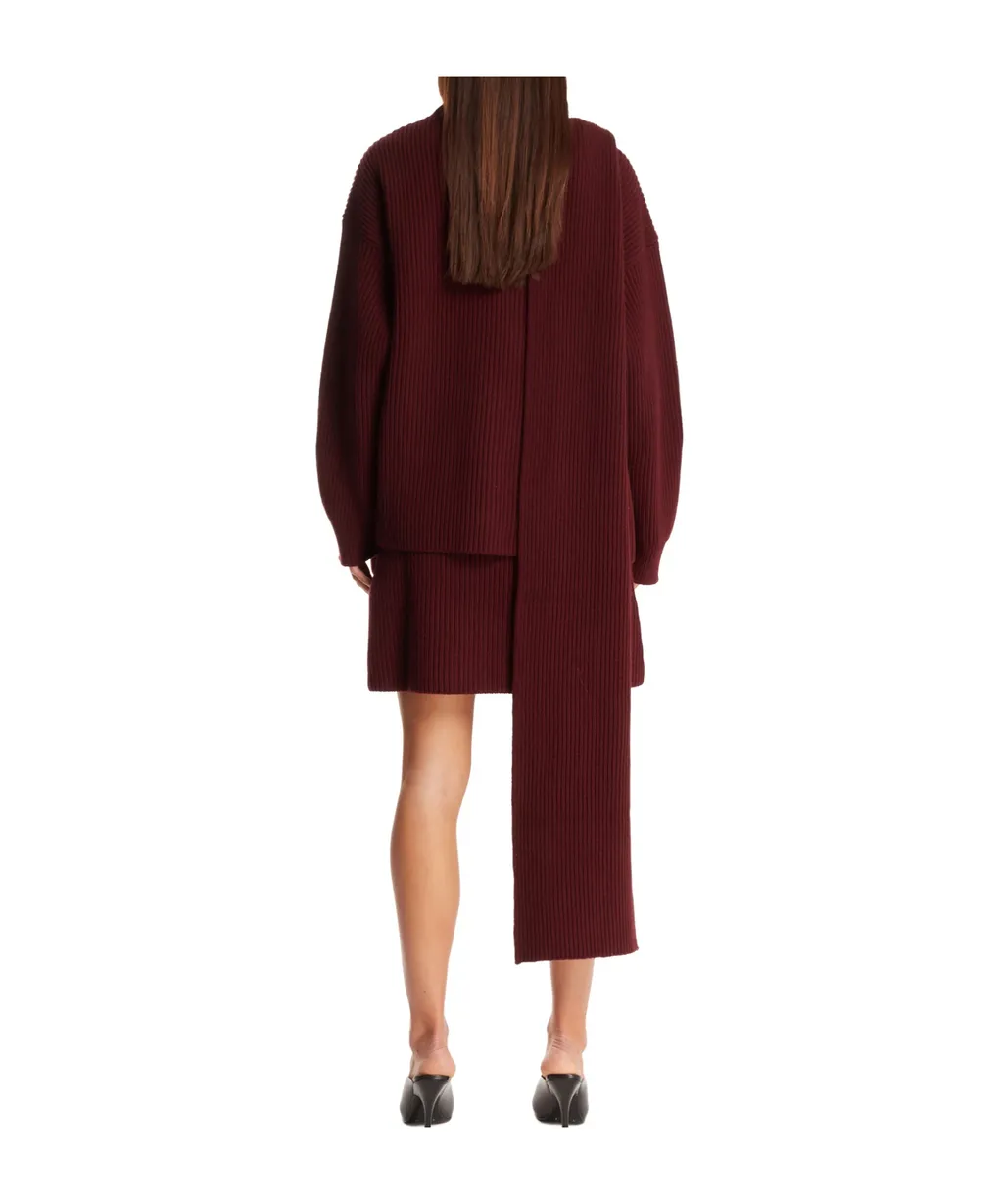 Drop Shoulder Draped Scarf Jumper