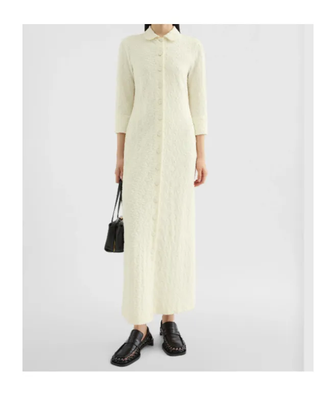 Floral-Embellished Buttoned Maxi Dress
