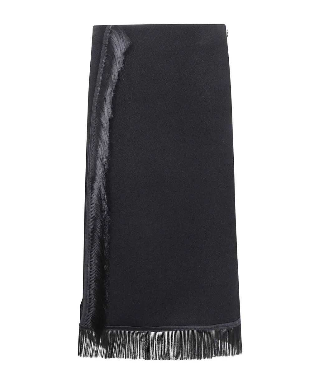 Fringe-Detail Midi Skirt