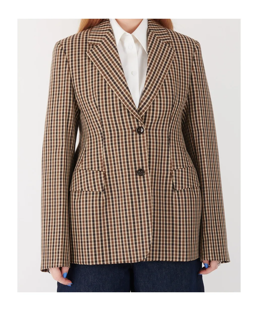Checked-Pattern Blazer