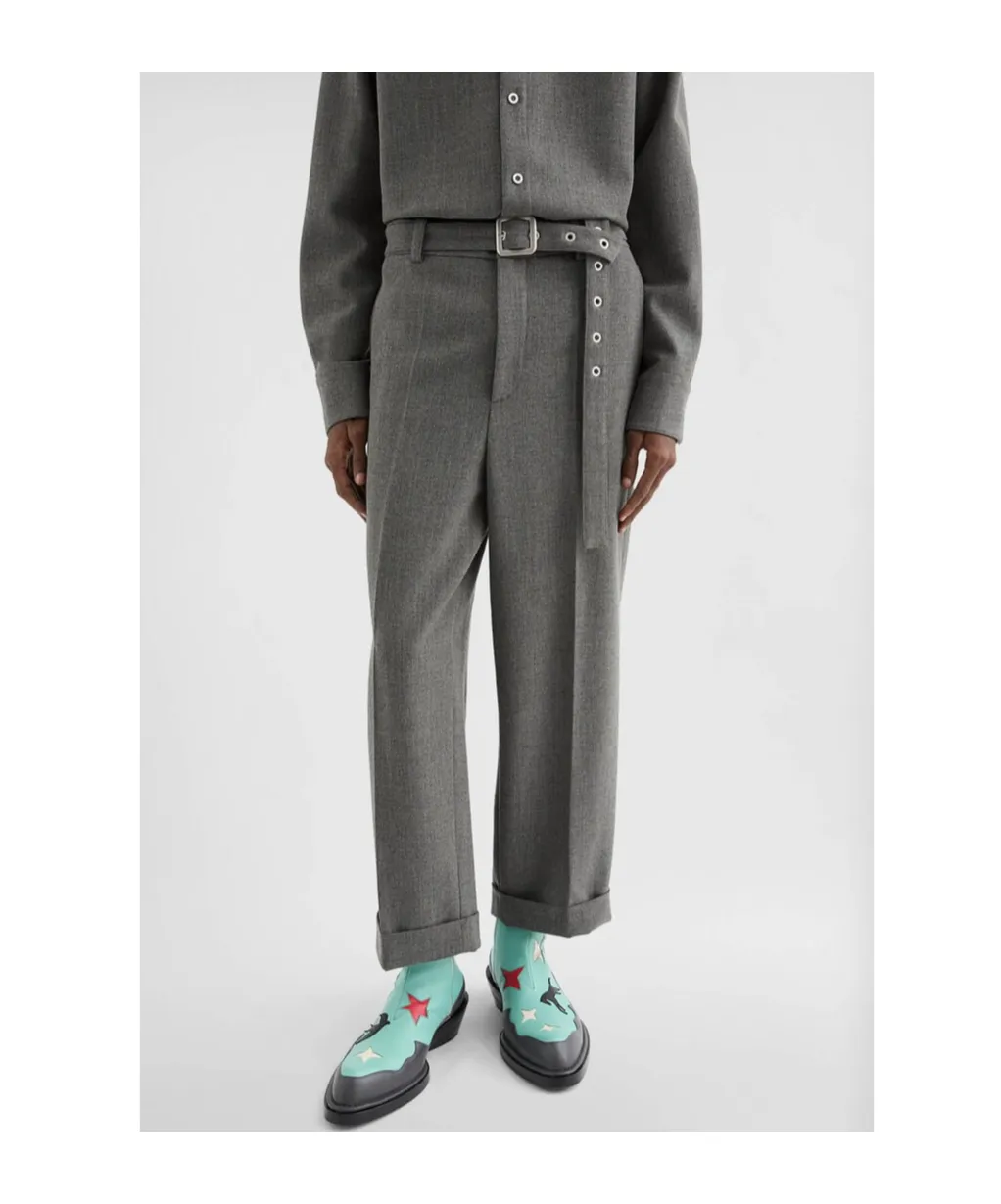 Pressed Crease Belted Pants