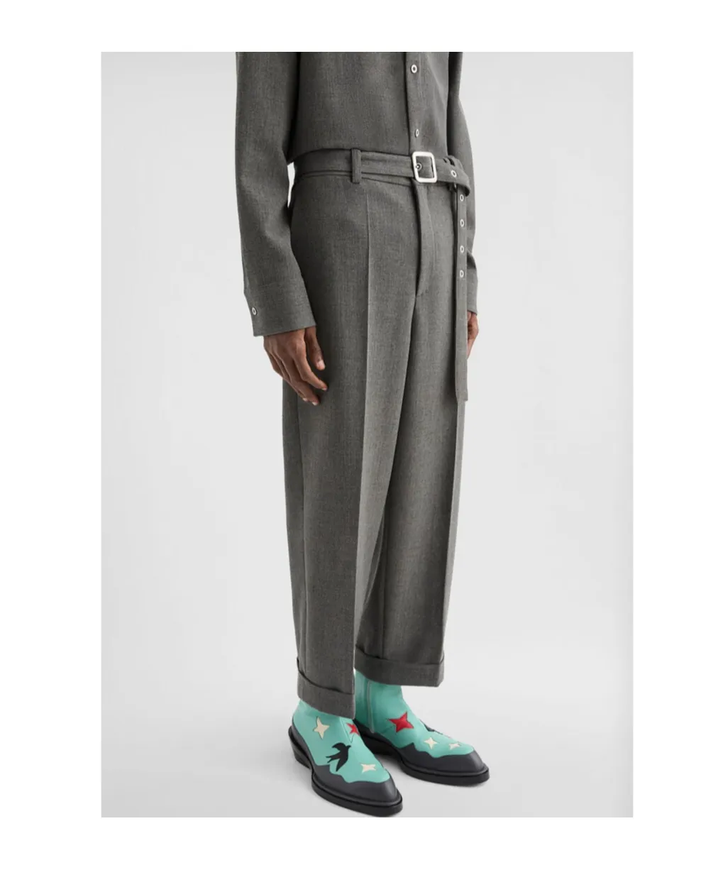 Pressed Crease Belted Pants