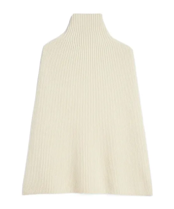 High-Neck Ribbed Cape