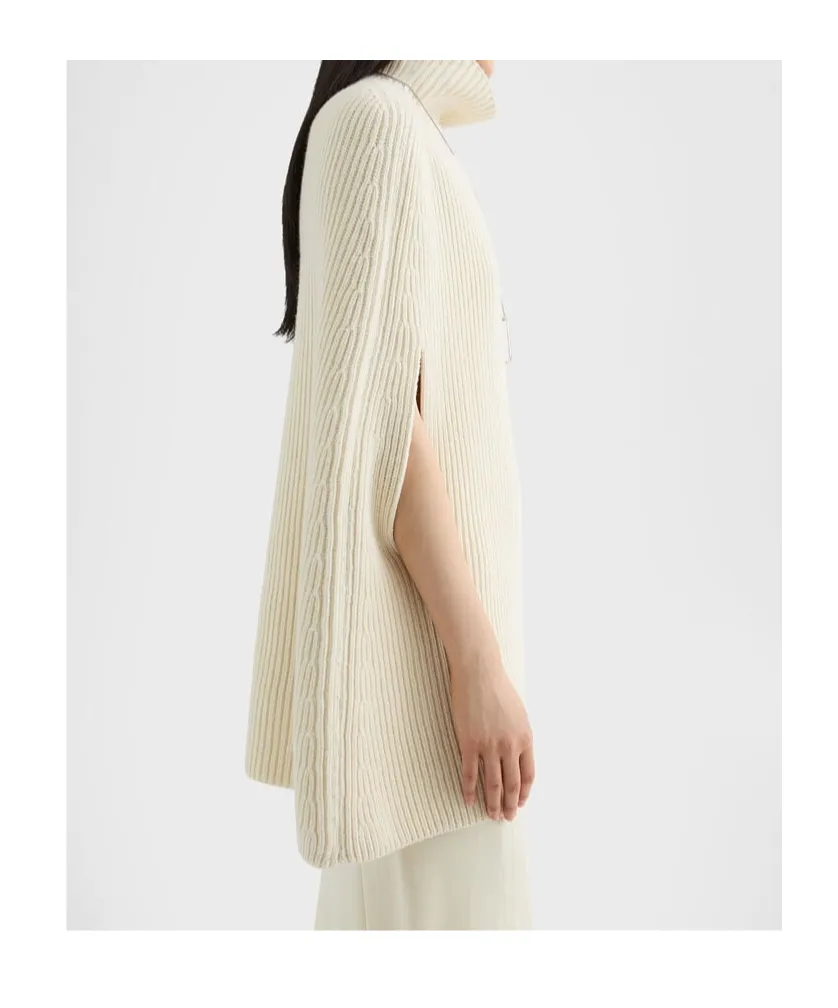 High-Neck Ribbed Cape