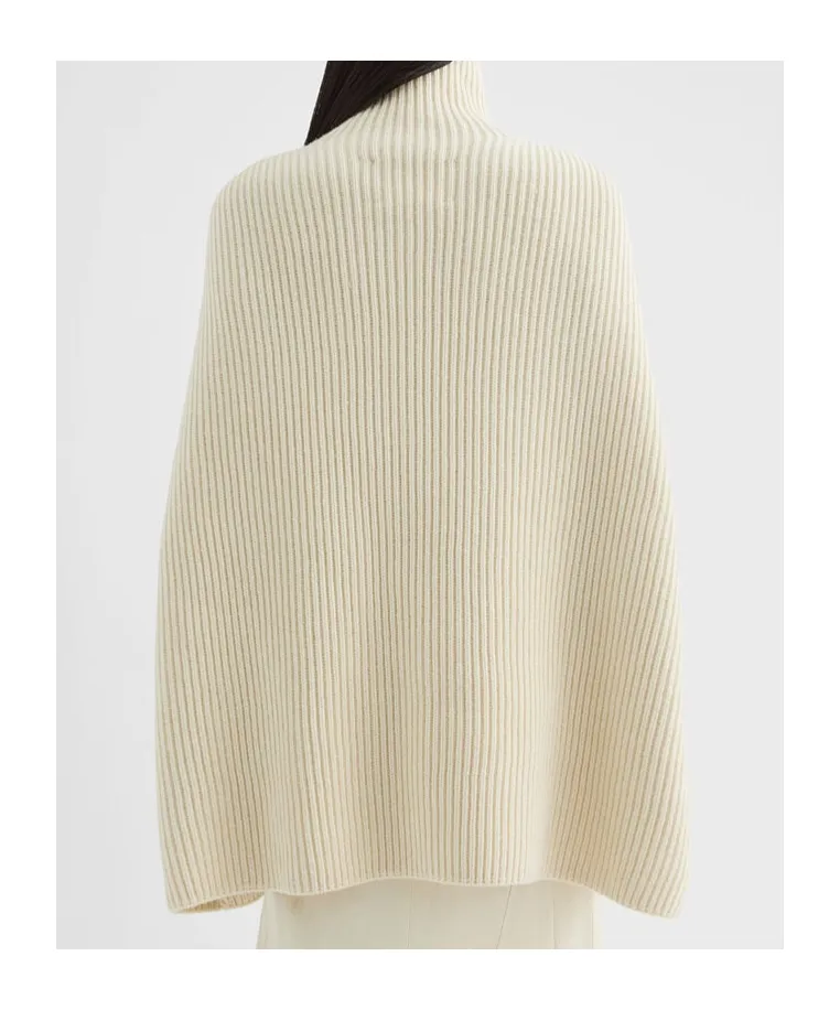 High-Neck Ribbed Cape