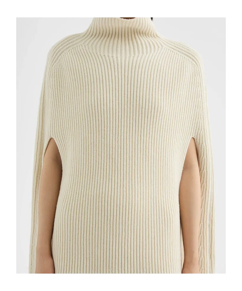 High-Neck Ribbed Cape