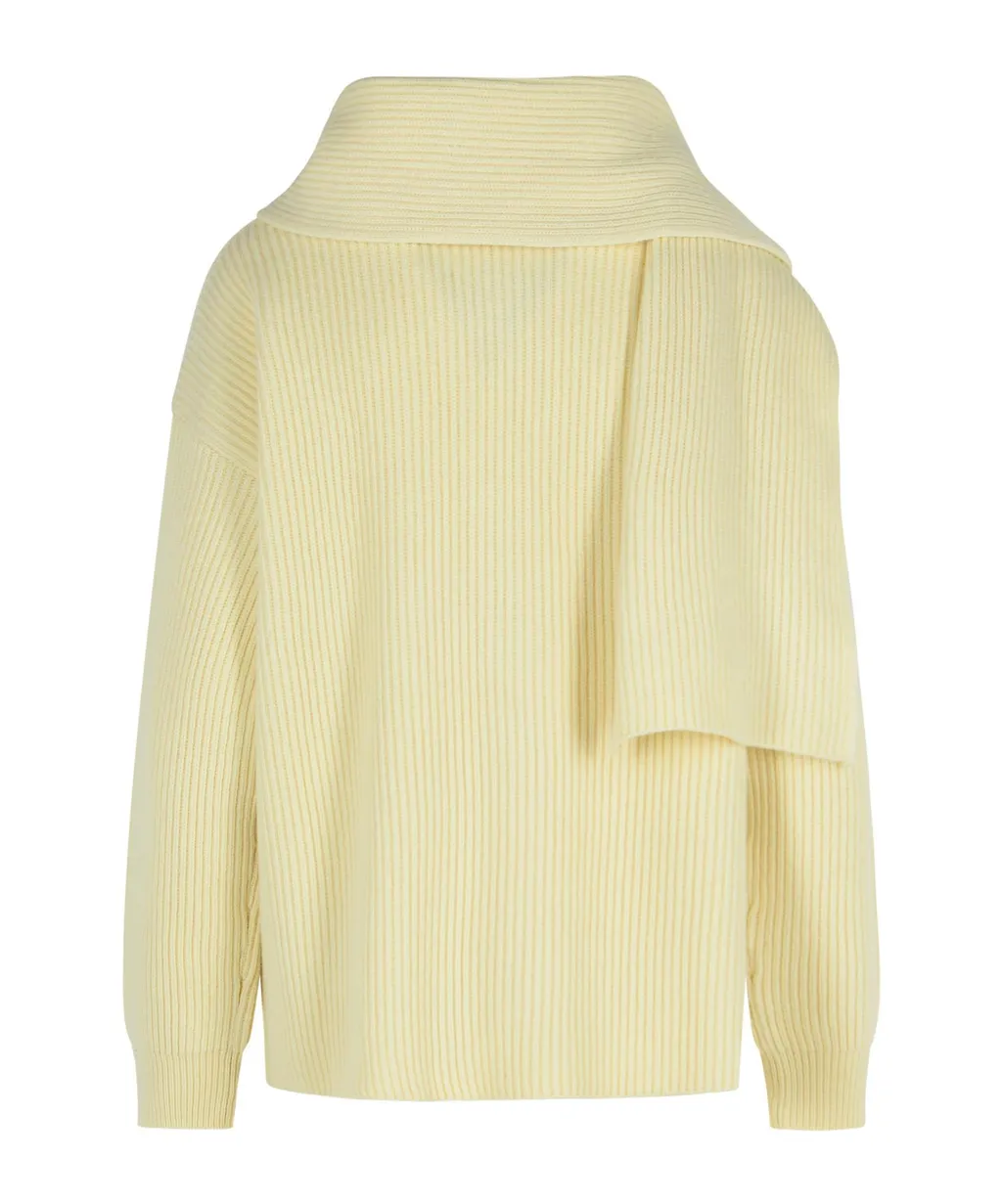 Drop Shoulder Draped Scarf Jumper