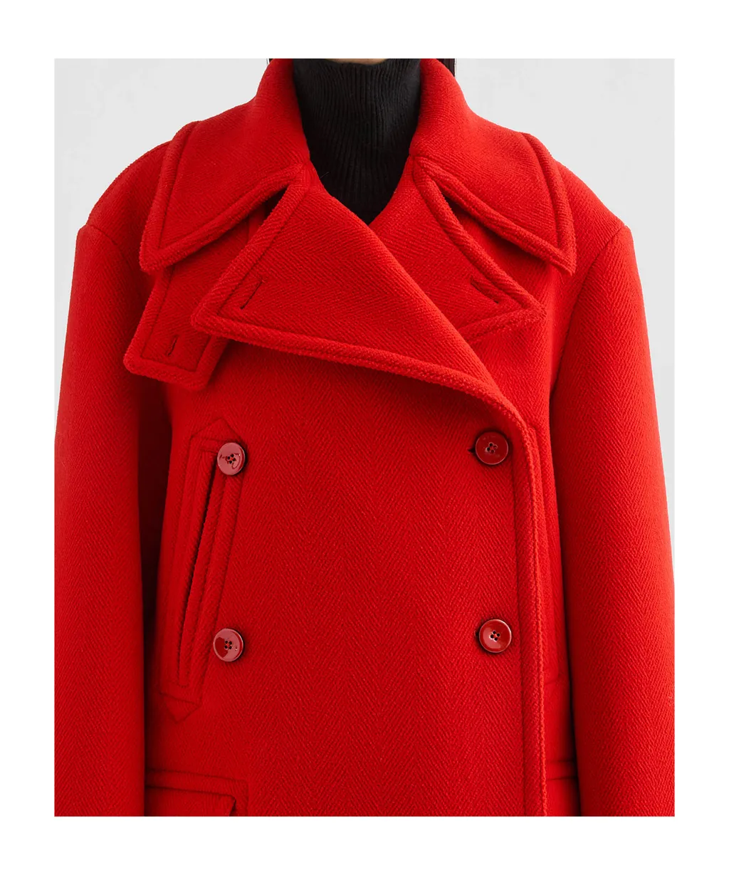 Wool Chevron Coat