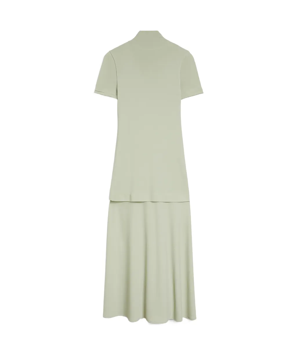 Fluid Viscose High-Neck Dress