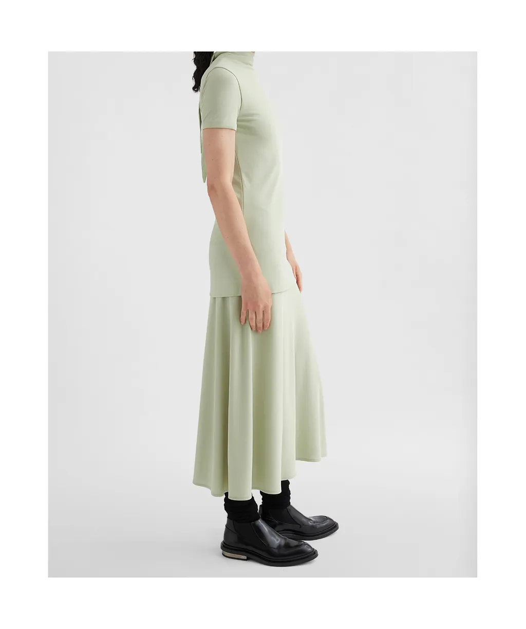 Fluid Viscose High-Neck Dress