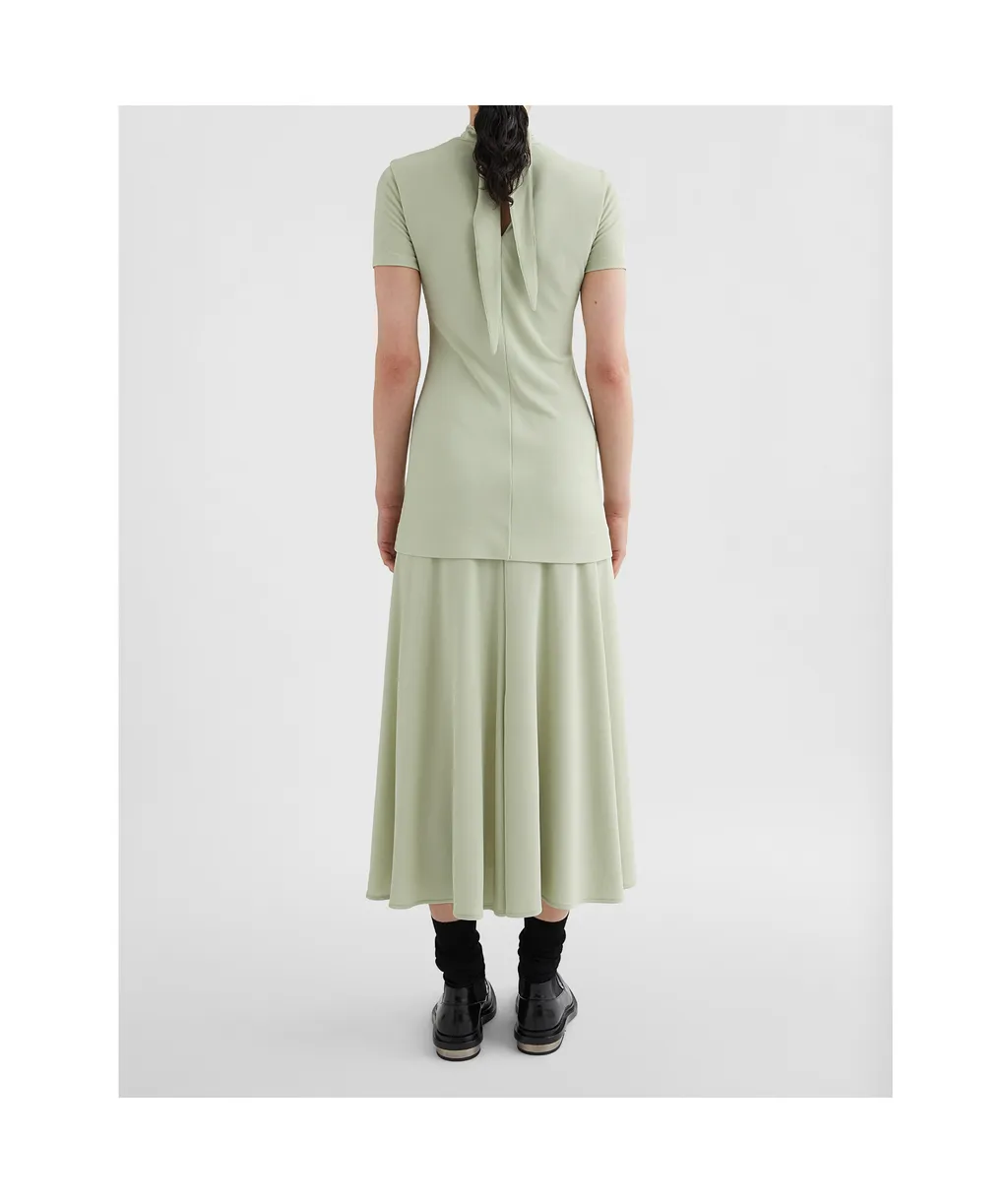 Fluid Viscose High-Neck Dress
